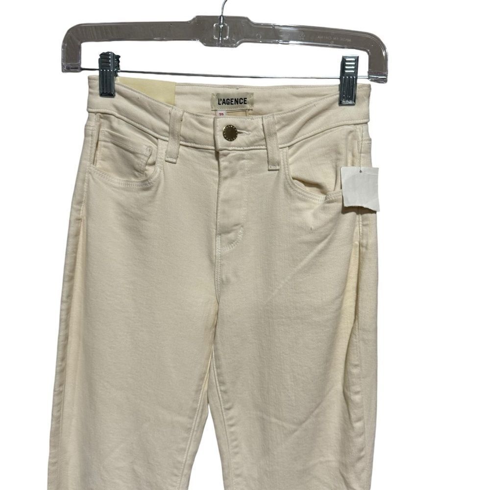 Revolve L'Agence Lorde Super High Rise Flare Jeans in Vintage White Size 23 - Picture 5 of 10